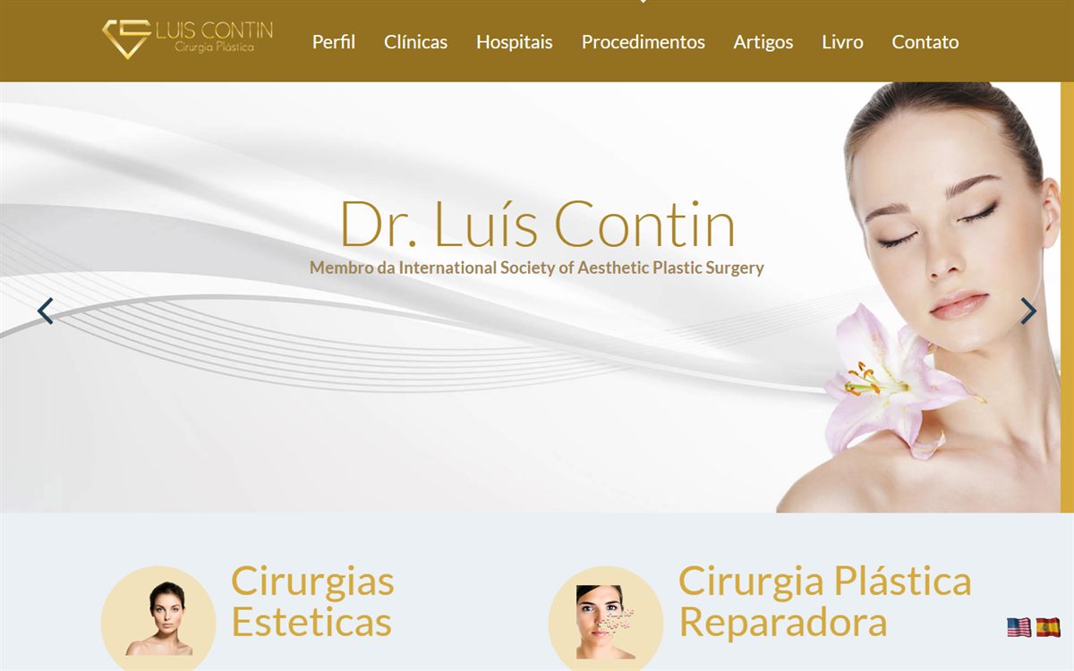 Site antigo do Dr. Luís Contin, com modelo de template e fotos de banco de imagem