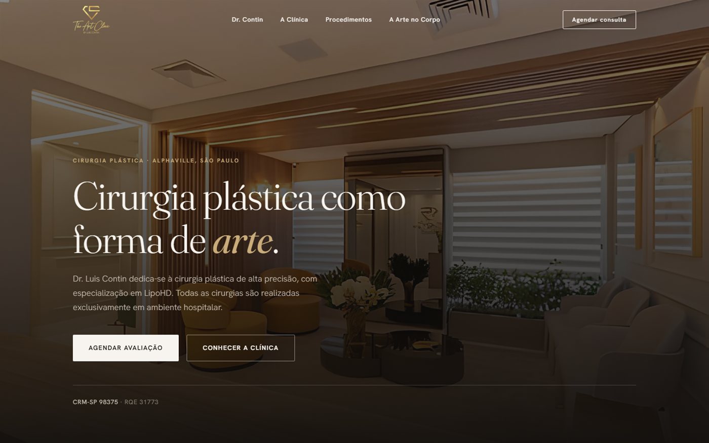 Site exclusivo desenvolvido pela Incisa para a clínica do Dr. Luís Contin